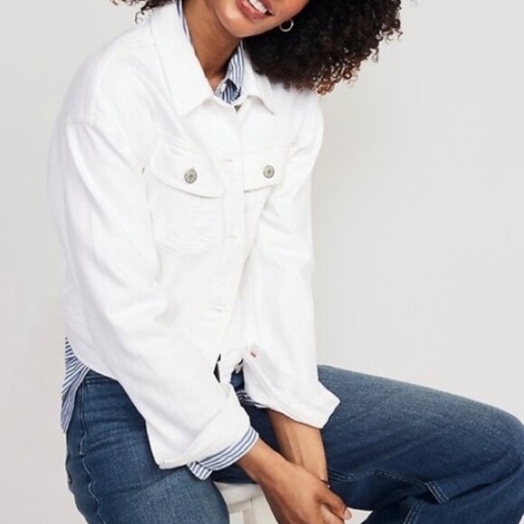 GAP White Denim Jean Jacket Womens Size Small - Picture 1 of 7